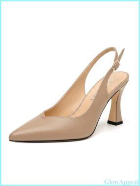 Slingback Pointed Closed Toe Kitten Heel Pumps 3.35 Inch